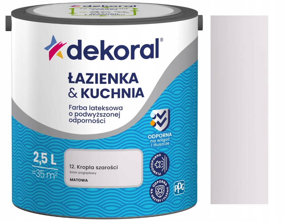 Dekoral Farba Łazienka I Kuchnia Kropla Szarości Mat 2.5L