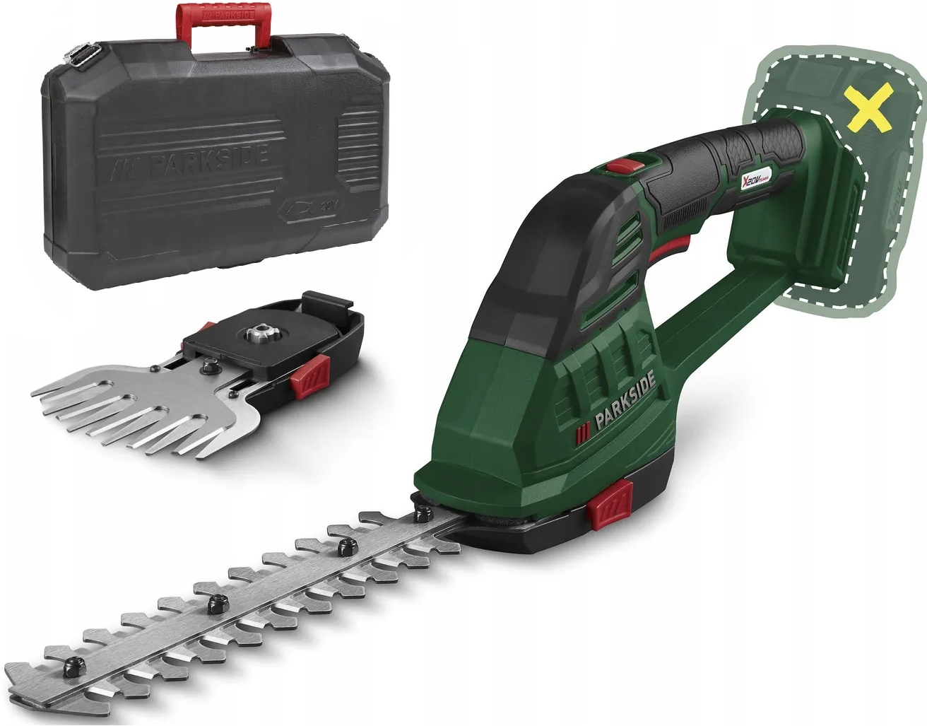 Parkside Akumulatorowe Nożyce Do Żywopłotu Krzewów Trawy 2w1 Pags 20-Li
