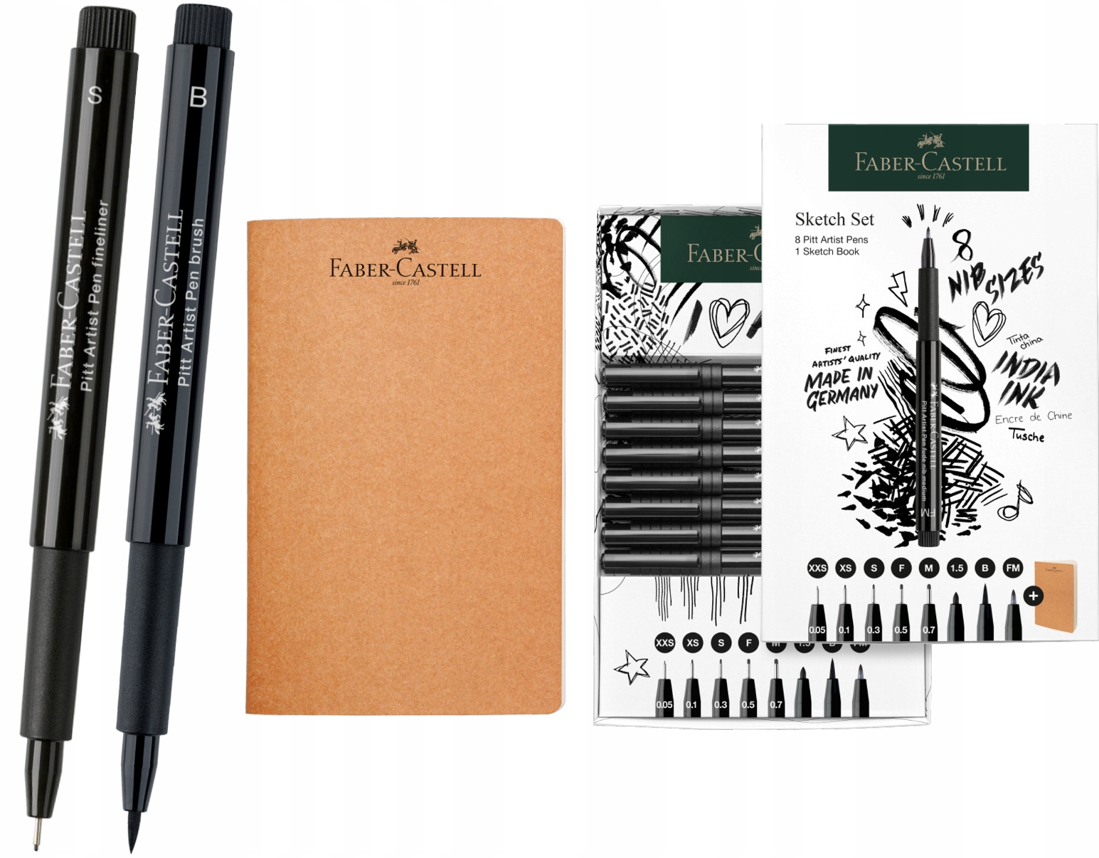 Sada tenkopisů Pitt Artist Pen 8 hrotů skicák Faber-Castell