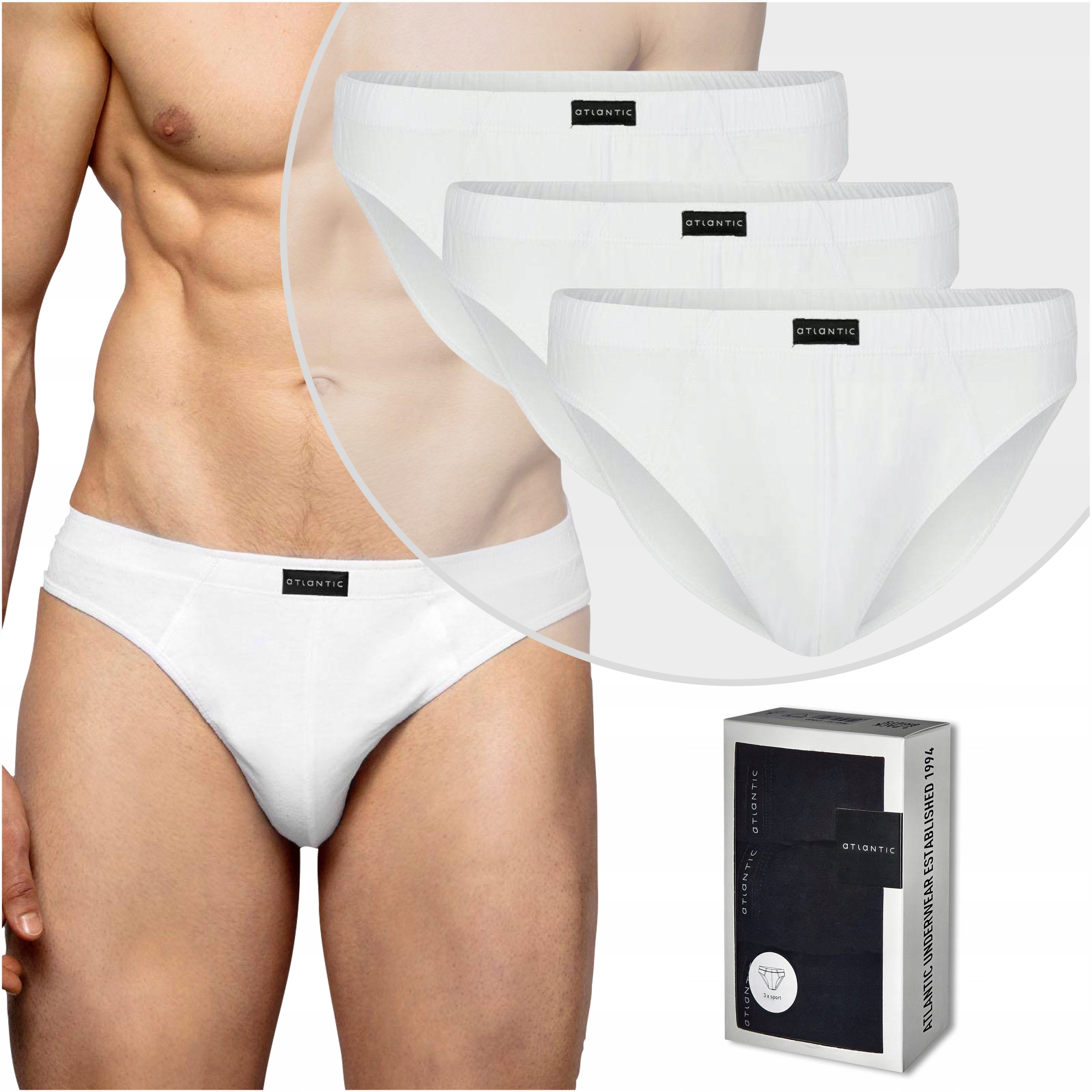 

3X bawełniane wygodne Slipy Męskie Atlantic