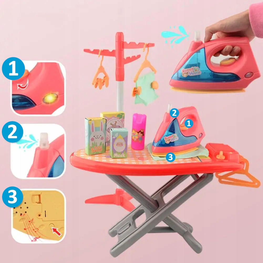 DESKA DO PRASOWANIA INTERAKTYWNE ŻELAZKO Z DŹWIĘKIEM ŚWIATŁEM AKCESORIA 3+ Rodzaj zestaw do prasowania