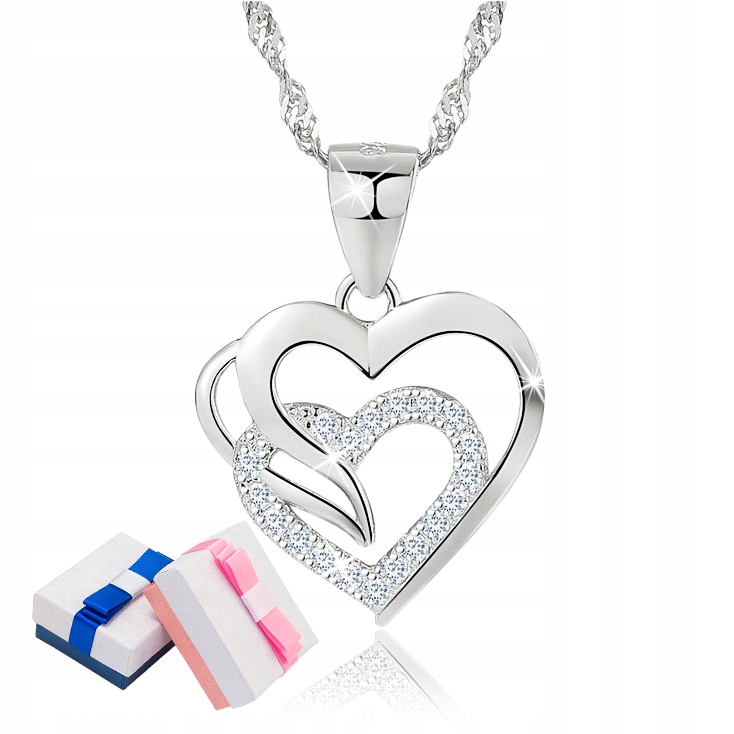 NASZYJNIK SREBRNY SERCE SREBRO PRÓBA 925 Materiał Srebro