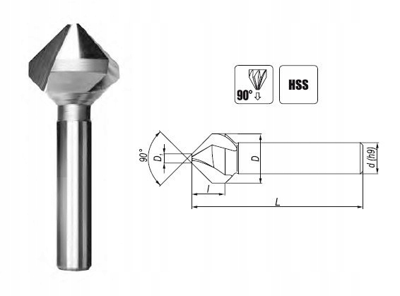 

Fenes Pogłębiacz stożkowy Z3 90° 12,4 DIN335-C Hss