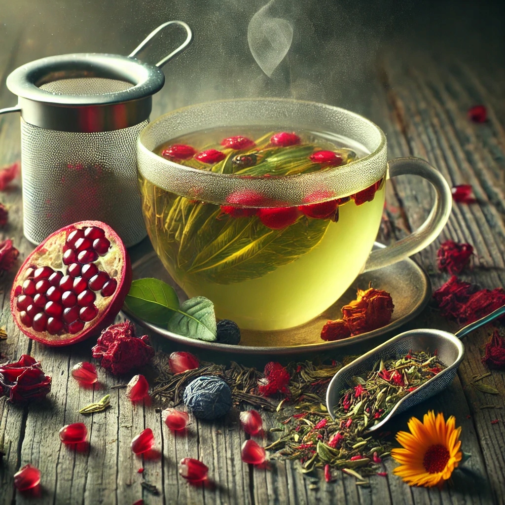 Levně Čaj Zelená Brusinky Granátové Jablko 100 g Ovocná listová přírodní Kol-Pol