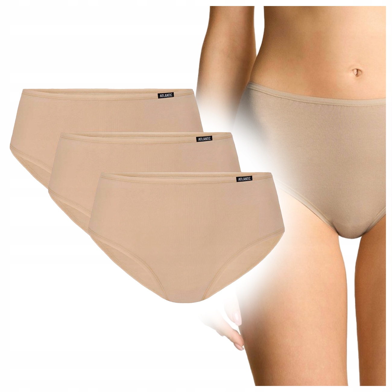 ATLANTIC majtki figi 3pak classic 3BLP-603 bawełniane beżowe