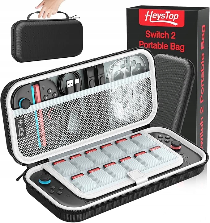 HEYSTOP Etui Torba Nintendo Switch 2 Pokrowiec 12 kart Twarde Ochronne