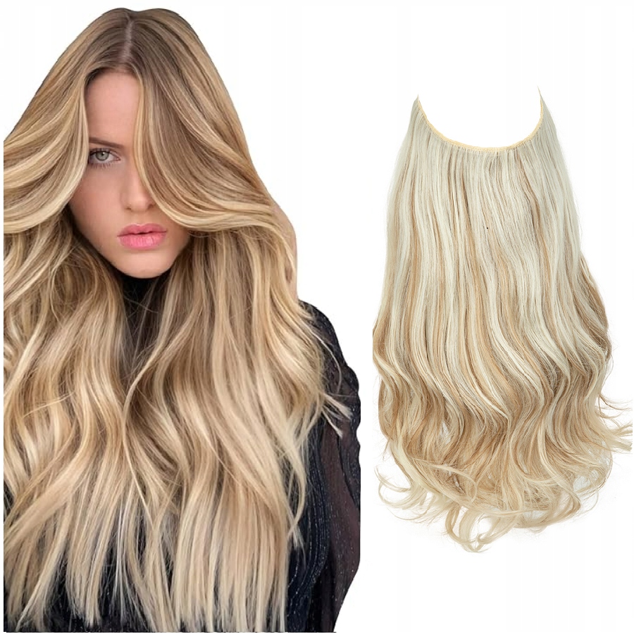 Flip-in Vlasy Kudrnaté Vlnité Na Vlasci Bez Sponek blond pramínky 27H613