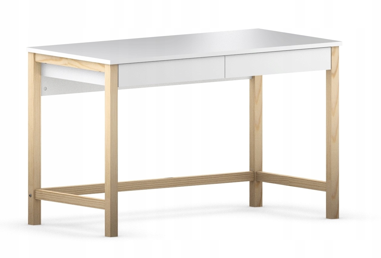 Biurko białe skandynawskie 120x60 z 2 szufladami