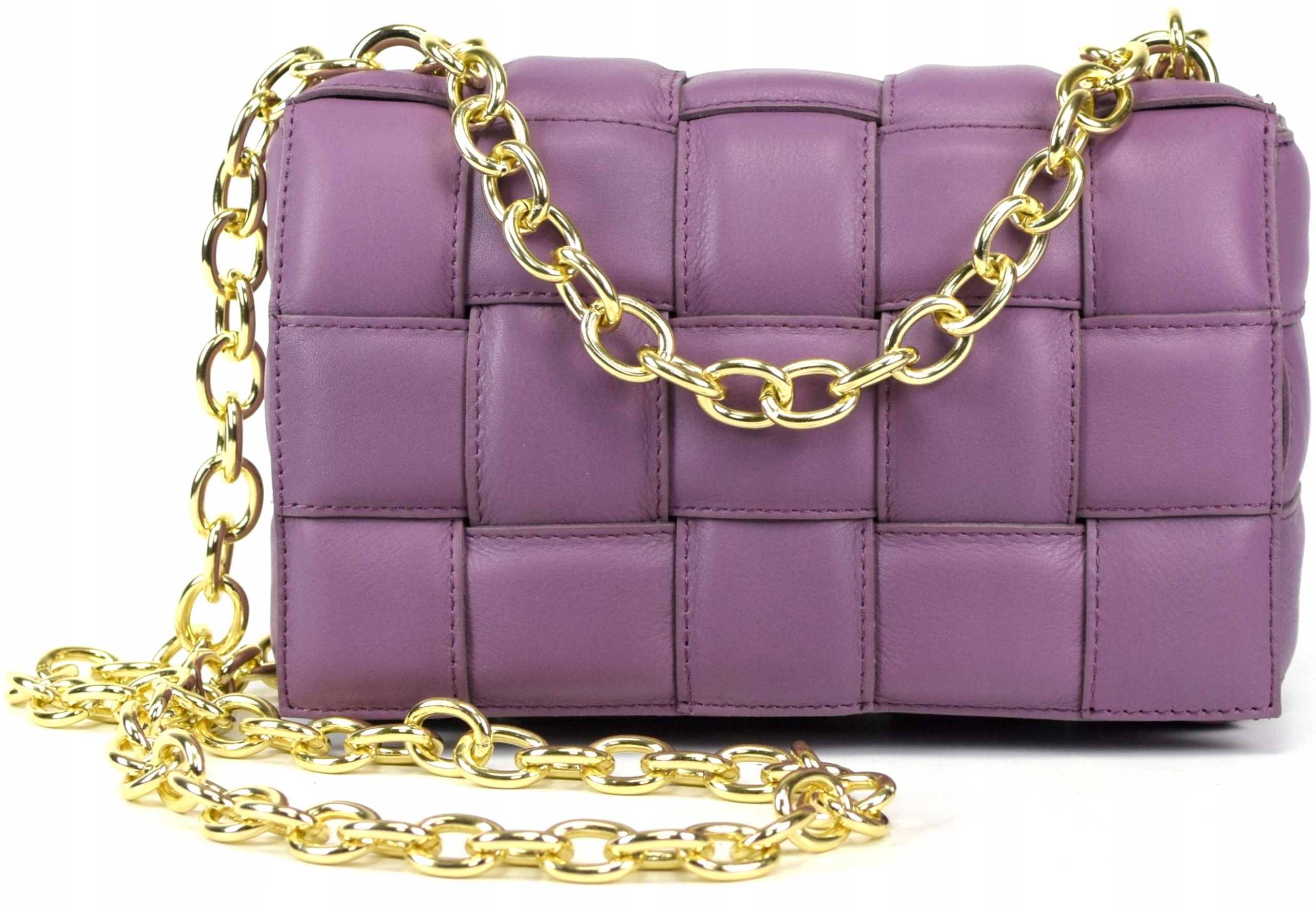 

Torebka Skóra Pikowana Pleciona Łańcuch Wrzos 824C