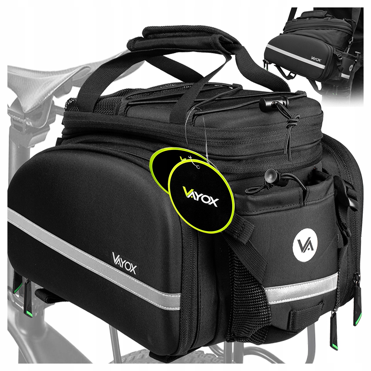 TORBA ROWEROWA SAKWA NA BAGAŻNIK TYLNA POJEMNA 35 SZTYWNA WODOODPORNA VAYOX