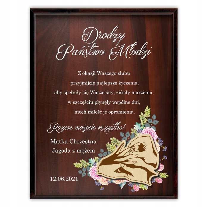 

Pamiątka Dla Pary Młodej Na Ślubu Obraz Prezent