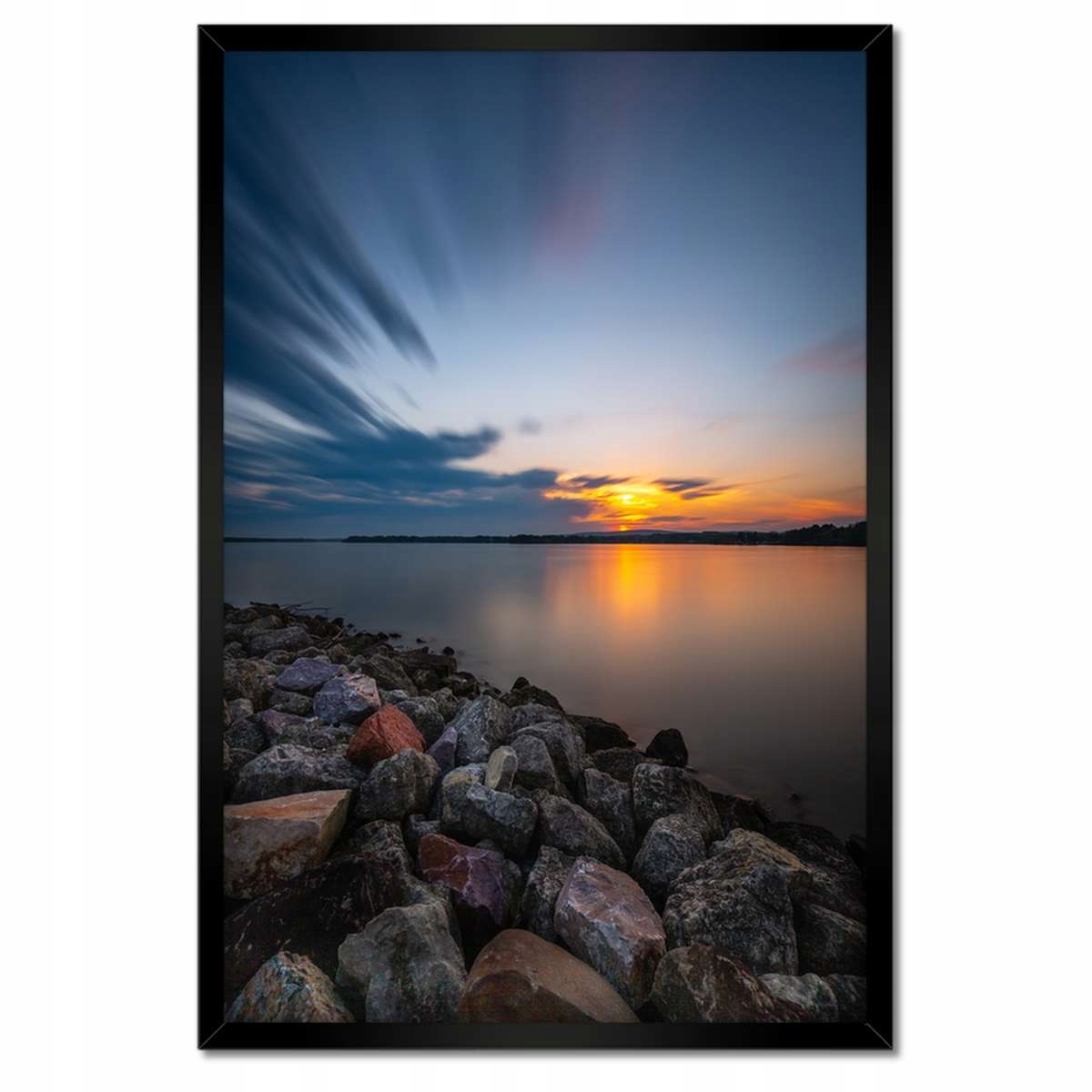 Plakáty v rámu 40x60 Kamenná pláž jezero