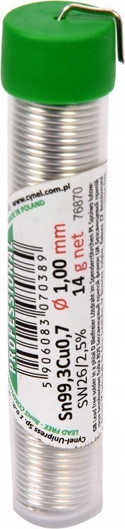 CYNA SPOIWO LUTOWNICZE BEZOŁOWIOWE DRUT 1.0mm 14g Producent Cynel