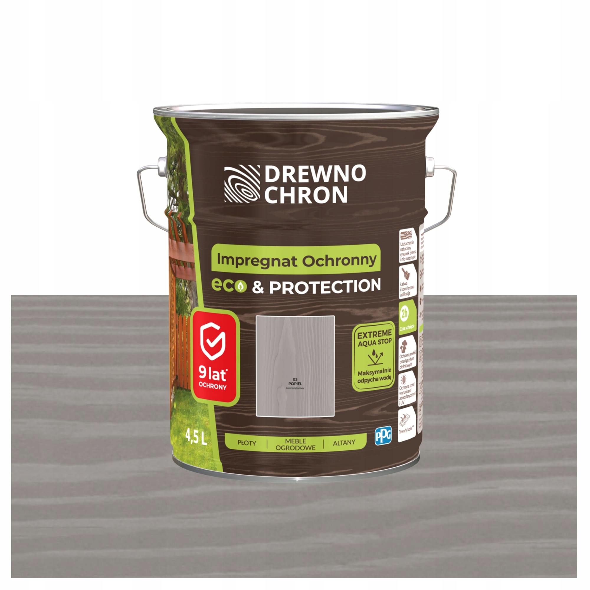 Drewnochron Impregnat do drewna Eco&Protection popielaty 4,5l
