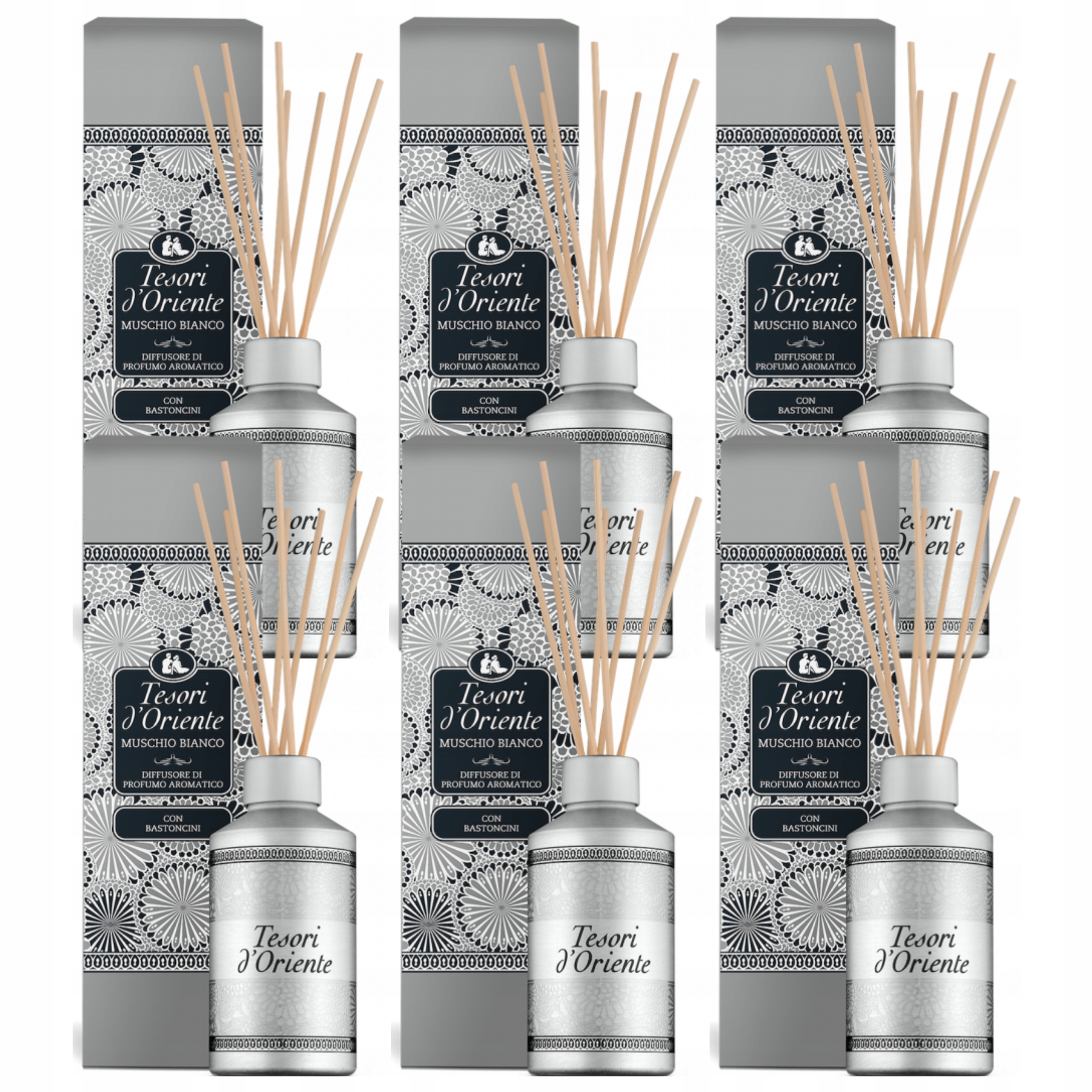 Levně Vonné tyčinky Tesori Doriente Muschio Bianco 200 Ml Set 6 x do domácnosti