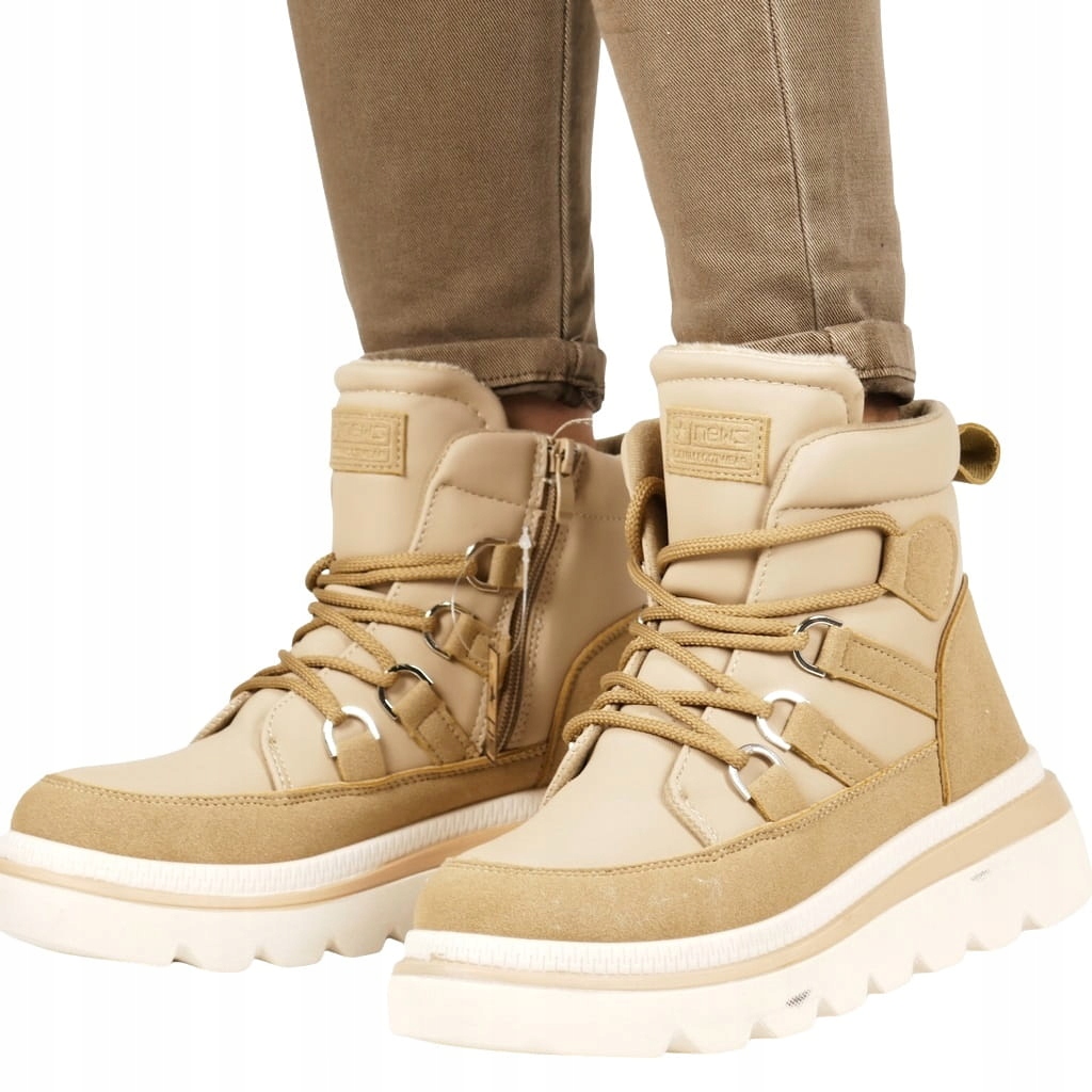 Béžové Camel Dámské Sněhule News Silná Bílá Podrážka Kožíšek Módní 41