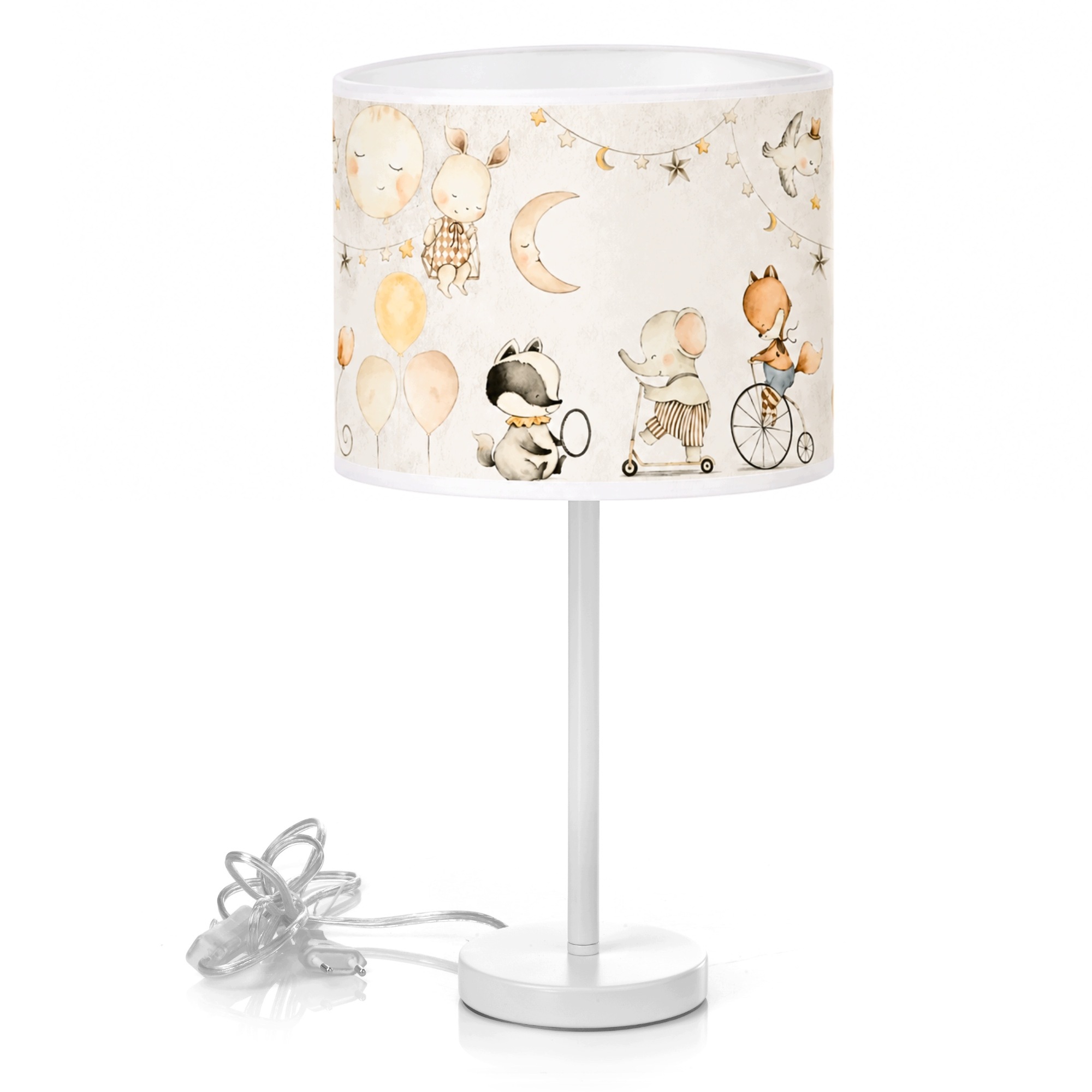 Dětská Noční Lampa Stolní S Vysokým Stínítkem Zvířátka Slon E27 Led