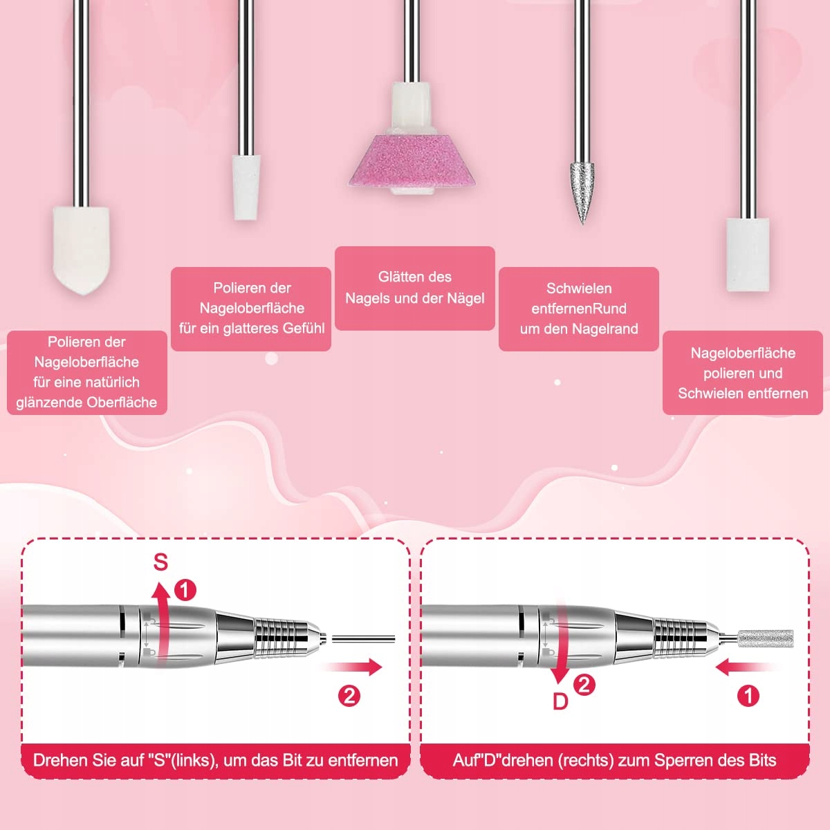 NAILGIRLS Elektryczny Pilnik Do Paznokci Zestaw 11w1 Do Manicure Pedicure — miniatura 5