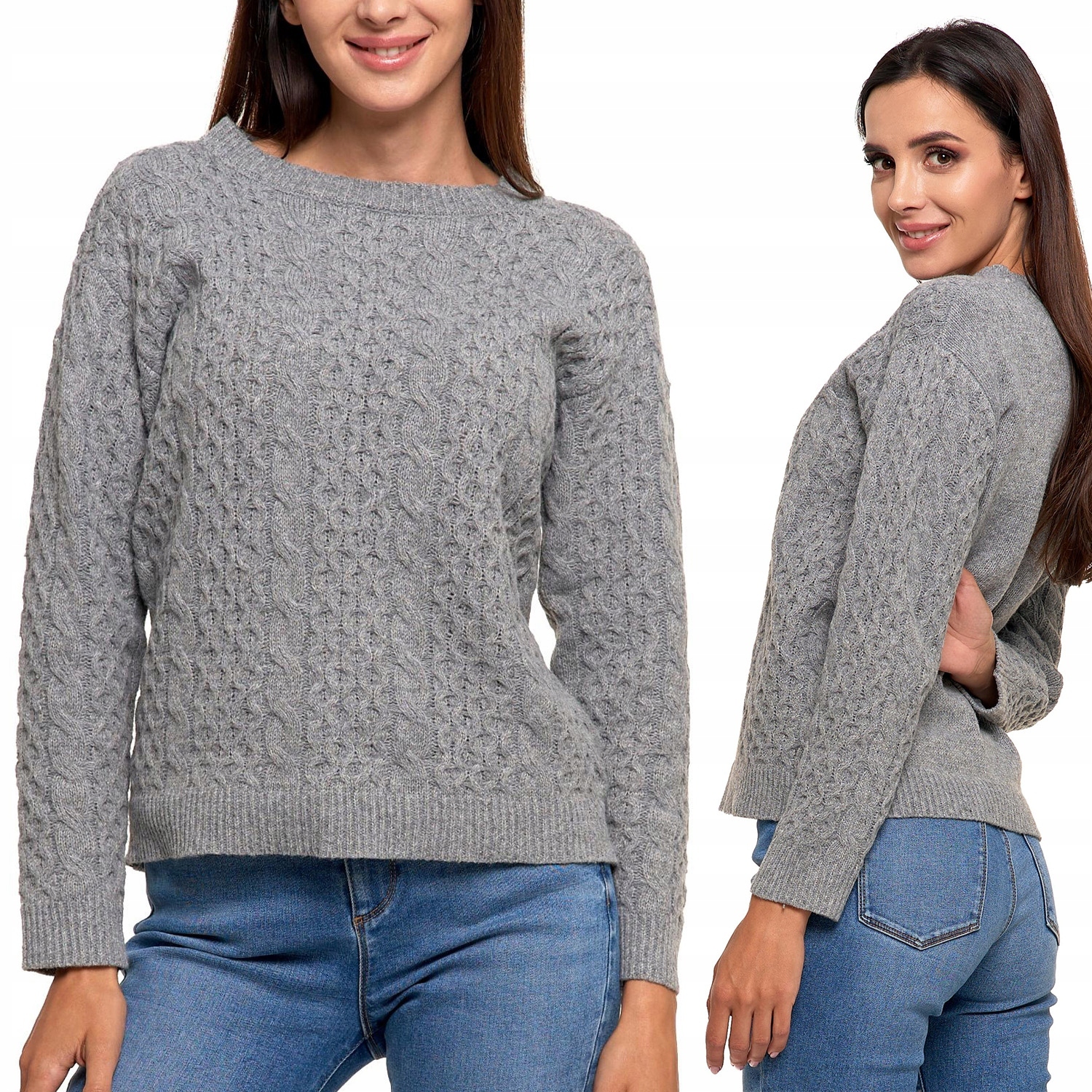 Dámský teplý, tlustý zimní svetr s copánkovou vazbou Moraj S