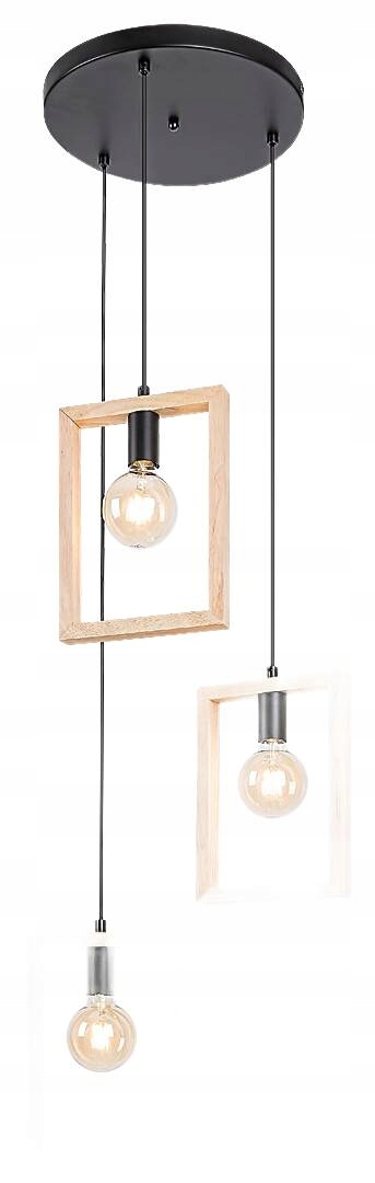 Závěsná lampa se 3 dřevěnými rámečky, černá, hnědá, do obývacího pokoje nad stůl Rabalux