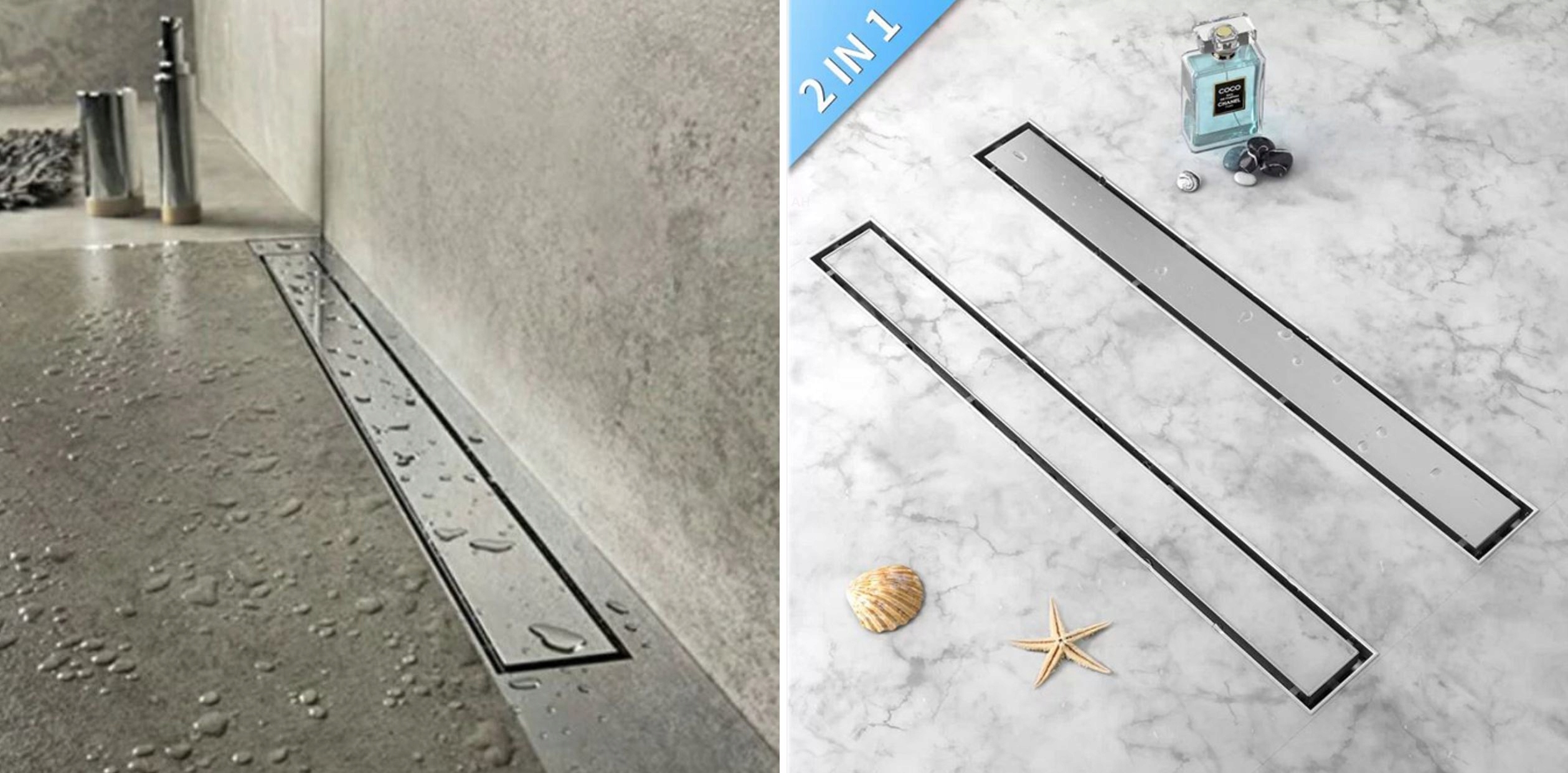 X-HOME ODPŁYW LINIOWY 60 cm FALA WAVE NISKI SYFON Głębokość 52 mm