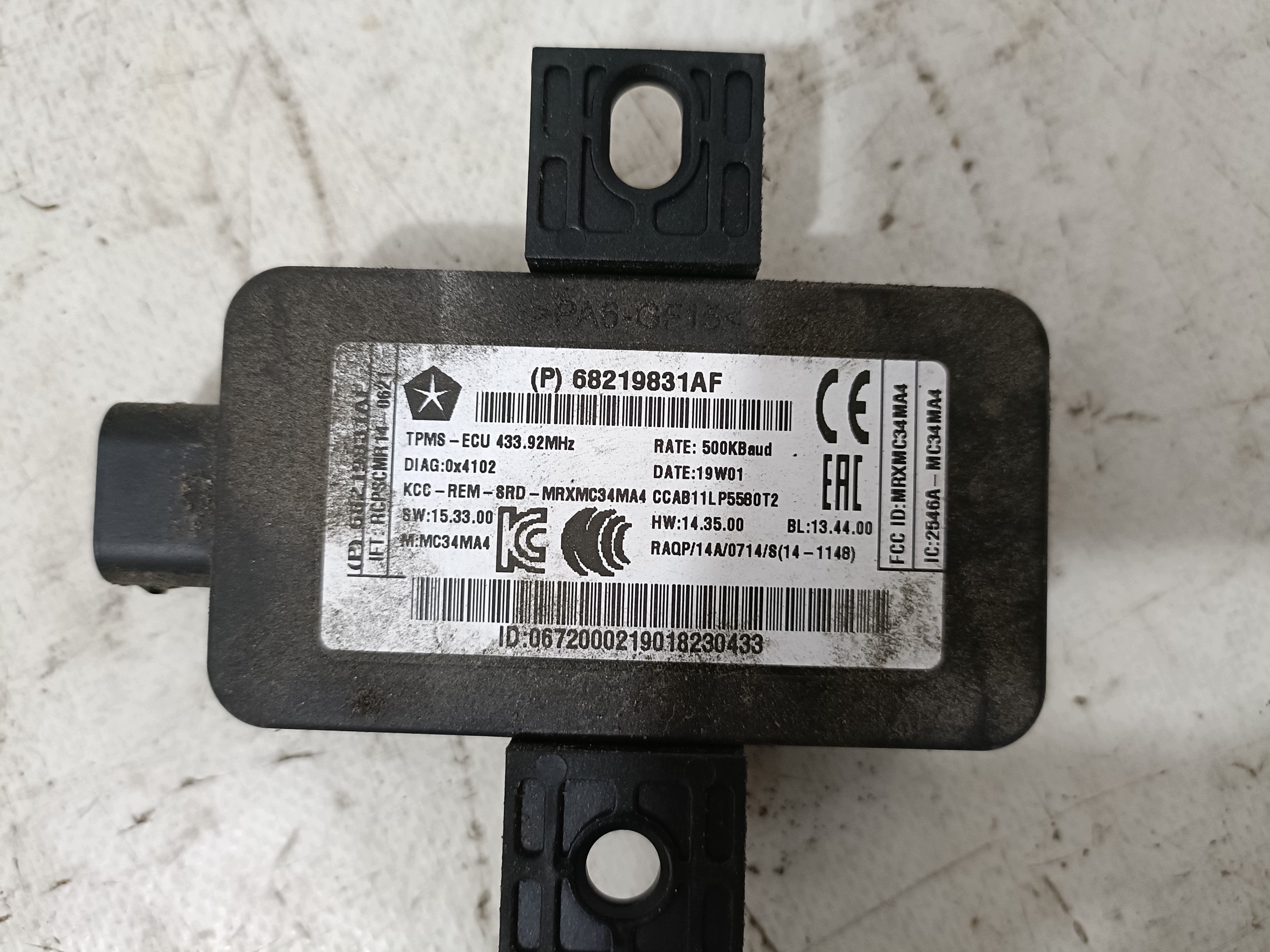 Originale DODGE CHARGER 19 - modulo TPMS pressione pneumatici, gomme 68219831AF