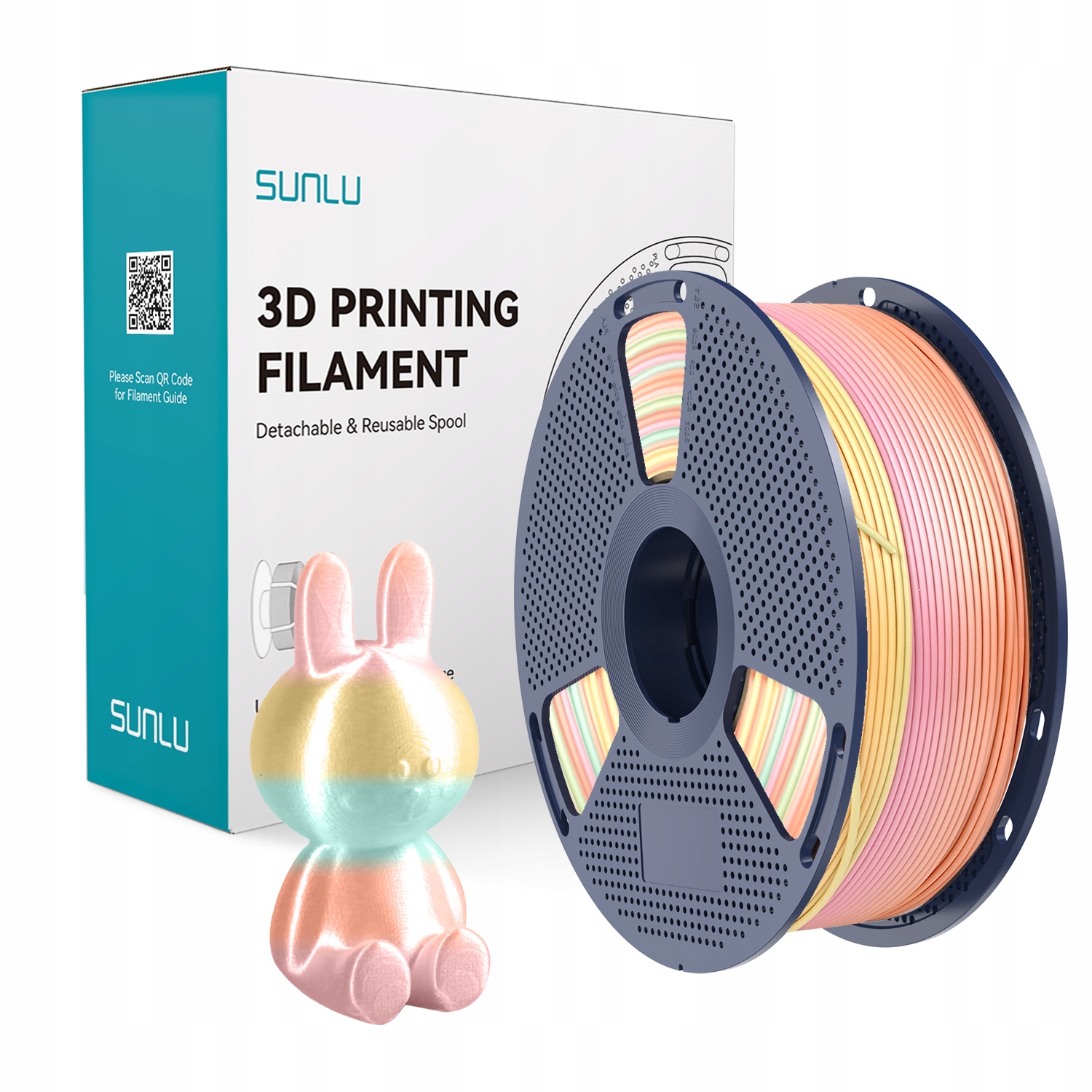 Filament Sunlu Pla+ Silk 1. 75mm 1kg Rainbow 05 Sunlu