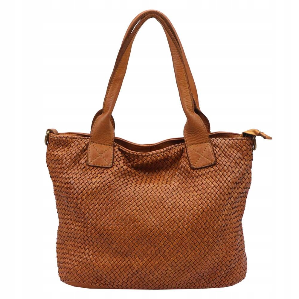 Taška Shopperbag Kožená Přírodní Camel Velká s popruhem Vs 014-2