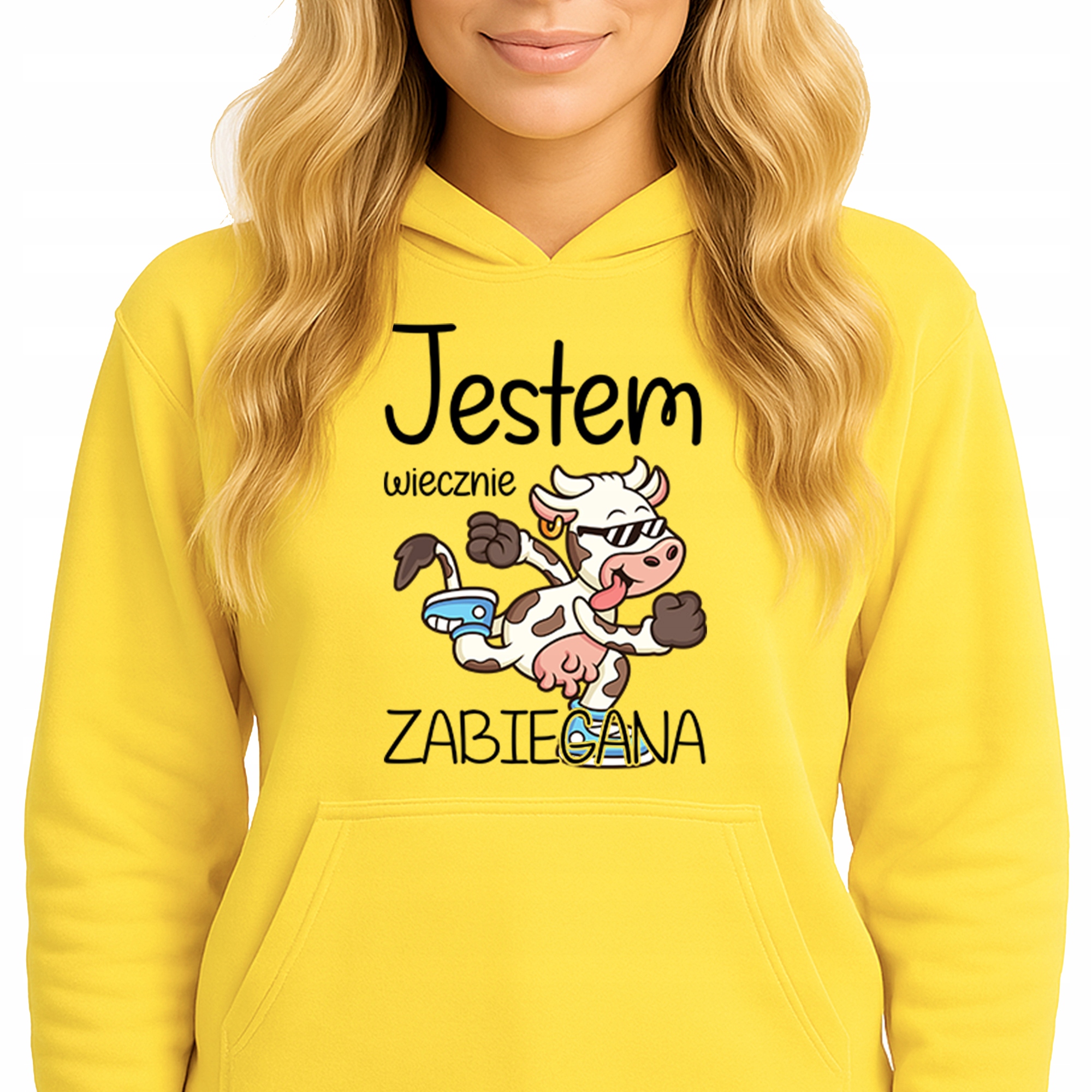 Mikina S Kapucí Žlutá Bavlněná Mikina Módní Věčně Upravená Vel S