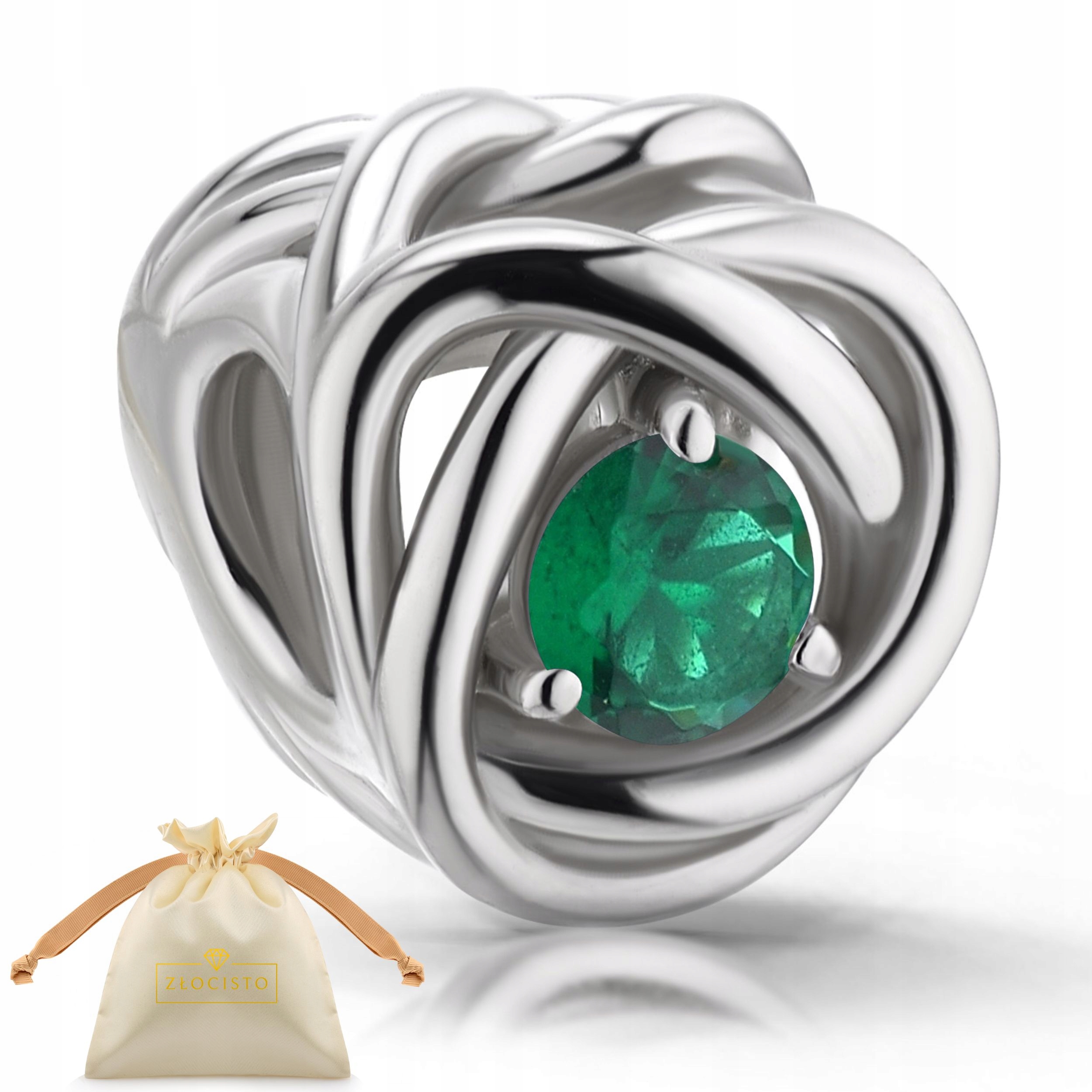 Přívěsky stříbro 925, zelené zirkon korálky s květinovým vzorem