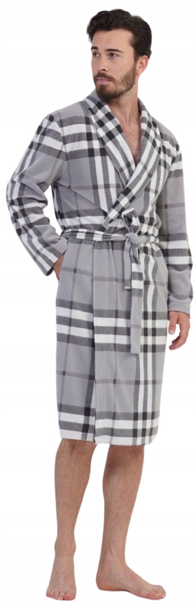 Tenký Pánský Župan Polar Elegantní Šedý Župan Krata Tenký Polar L