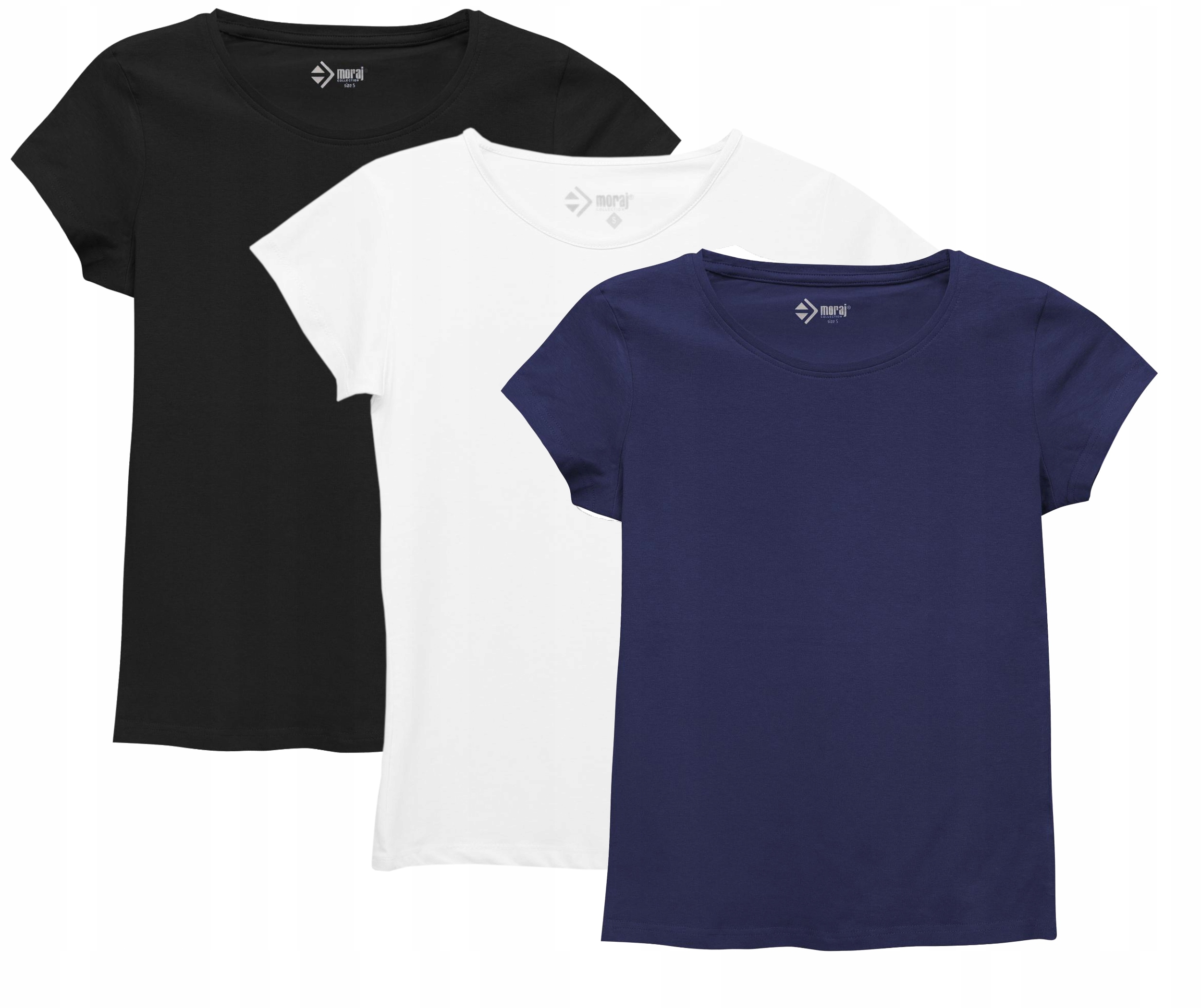 

T-Shirt Klasyczny Koszulka Damska 3 szt. Moraj M