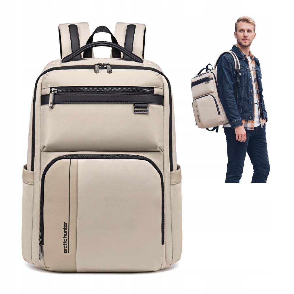 Batoh cestovní 45X30X13 na notebook 15,6" béžový prostorný Ryanair Wizzair