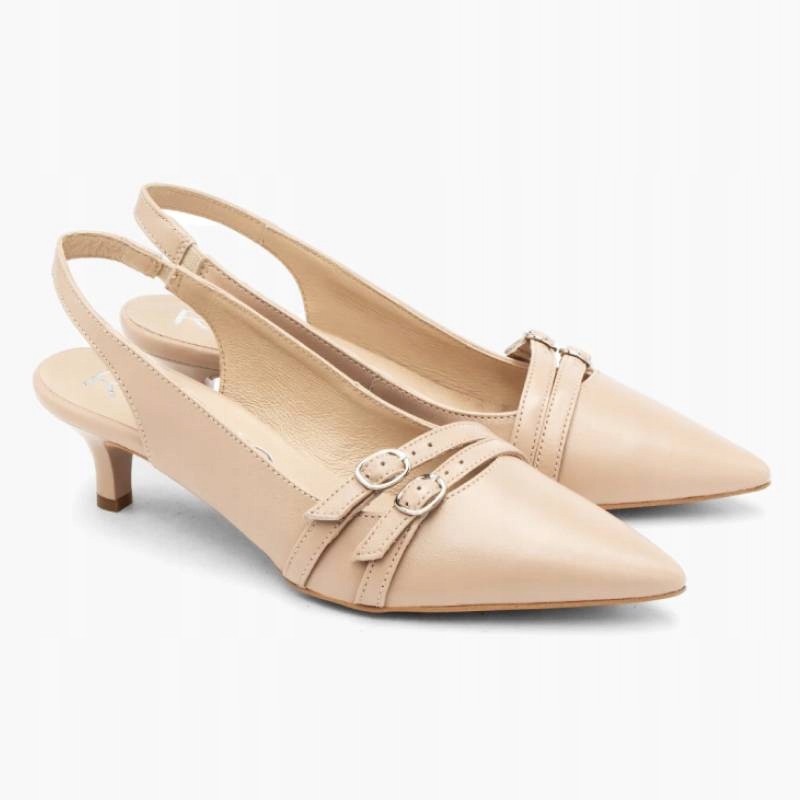 Ryłko B4ET6 T 6NL béžové lodičky vel. 37 slingback ozdobné spony Kochland