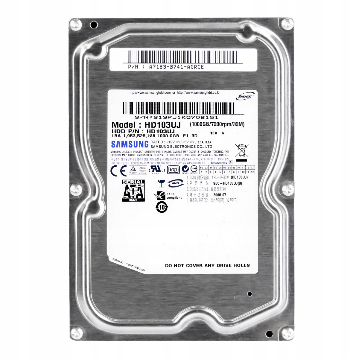 Samsung SpinPoint F1 1TB 7.2K 32MB Sata II 3.5'' HD103UJ