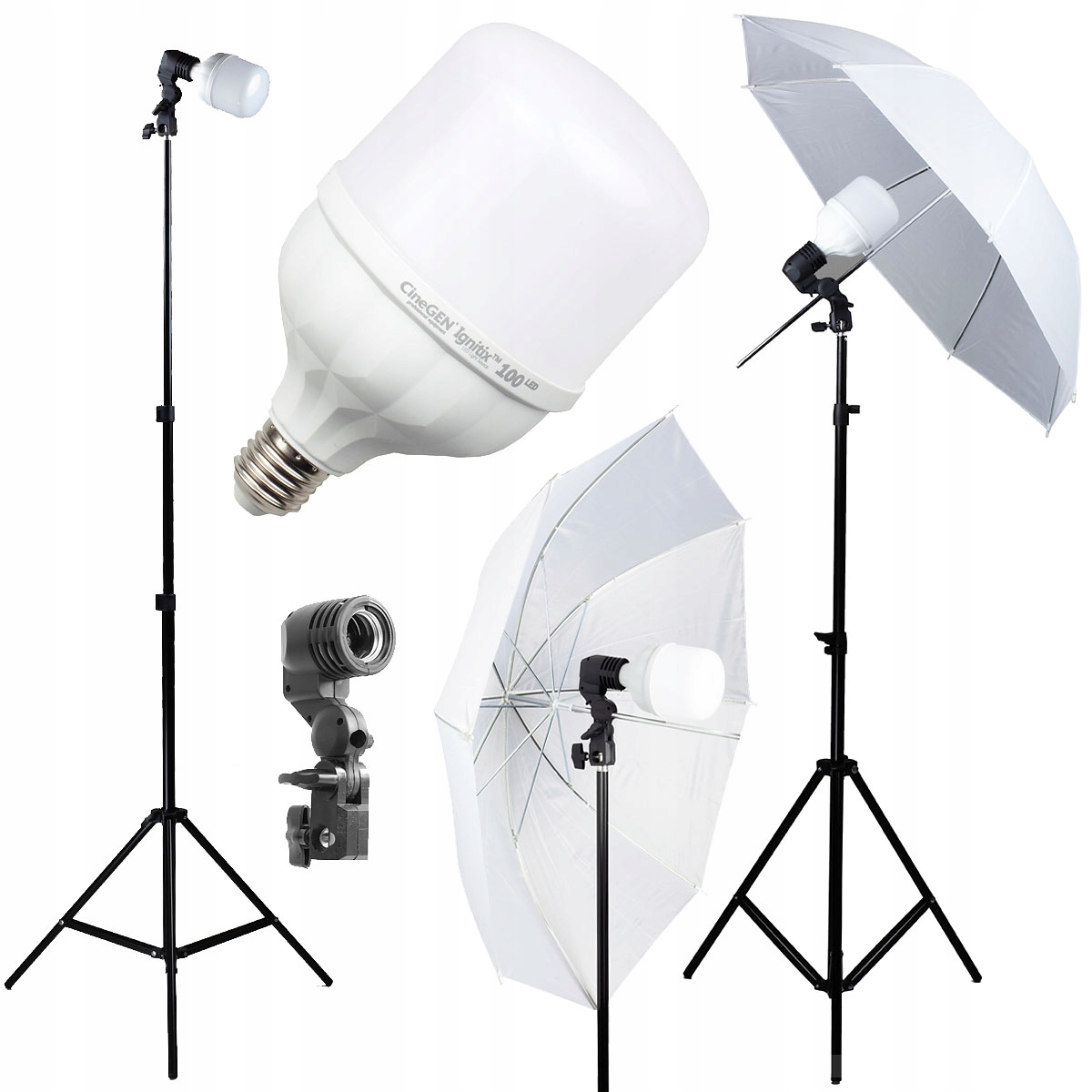 

Lampa do zdjęć żarówka 100W 5500K statyw parasol