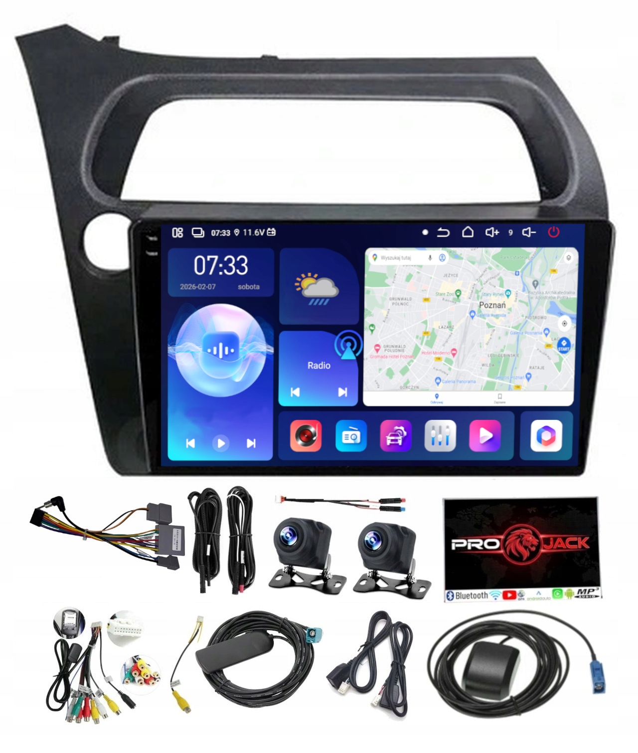 Gps Rádio Android Honda Civic 2006-2012 CarPlay WiFi Usb 128GB Sim Modem