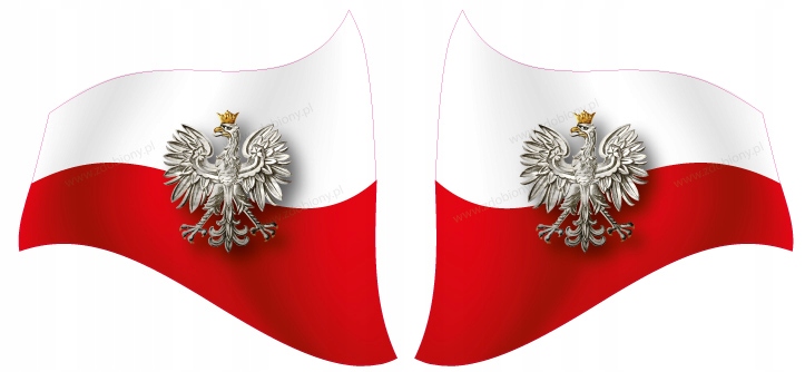 Naklejka Flaga Polski z orłem 4 szt. W