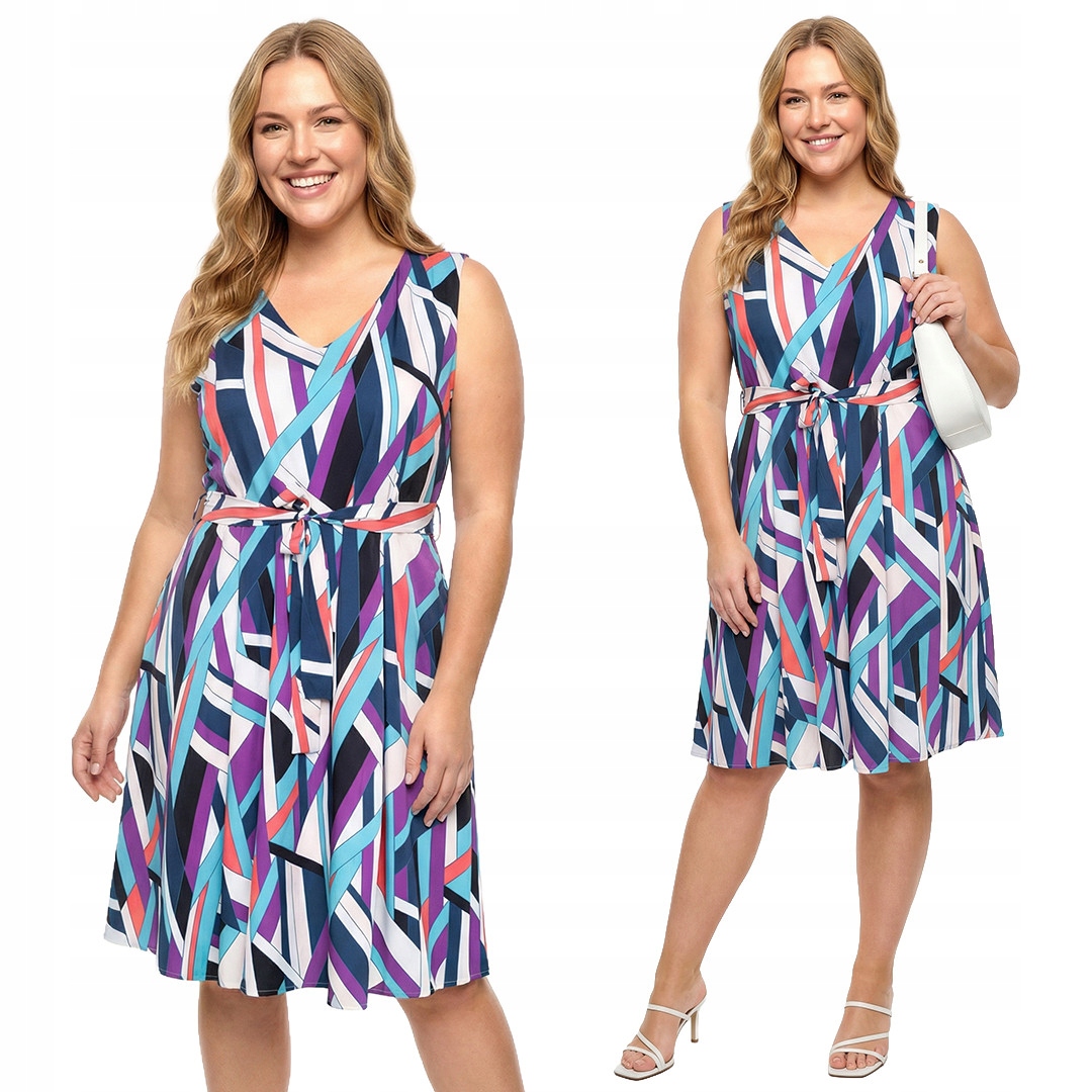 Šaty geometrický vzor plus size velikost 52