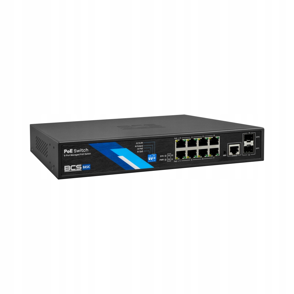 PoE switch 8x PoE, 2x Sfp Bcs -B-SP08G-2SFP-M 8 kamier Bcs Basic