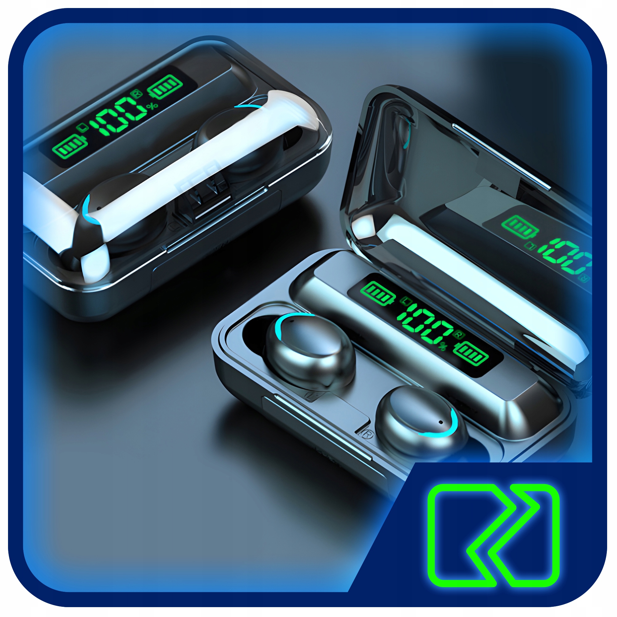 SŁUCHAWKI BEZPRZEWODOWE BLUETOOTH 5.1 F9 - PRO MODEL 2023 TWS + POWERBANK Kolor dominujący czarny