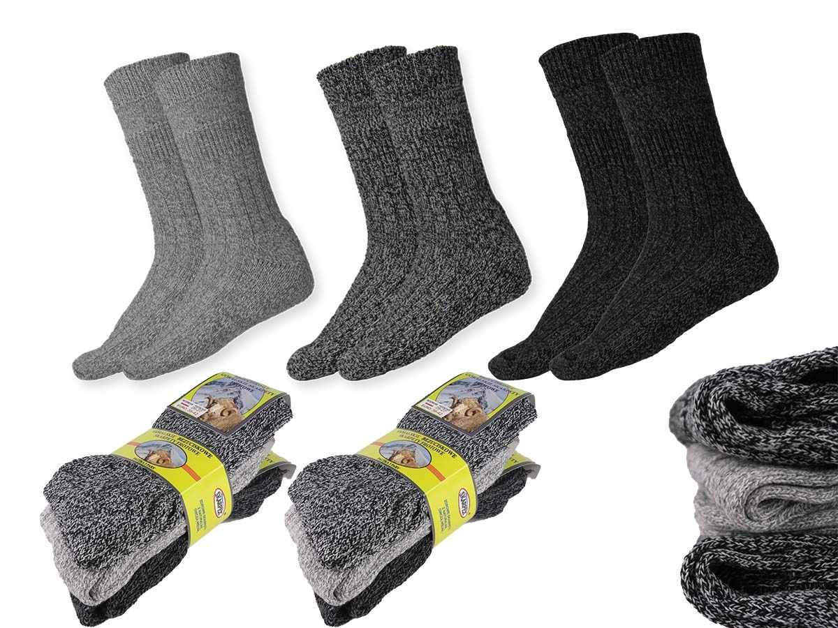 

6x Skarpety Wełna Merino grube Bezuciskowe zimowe
