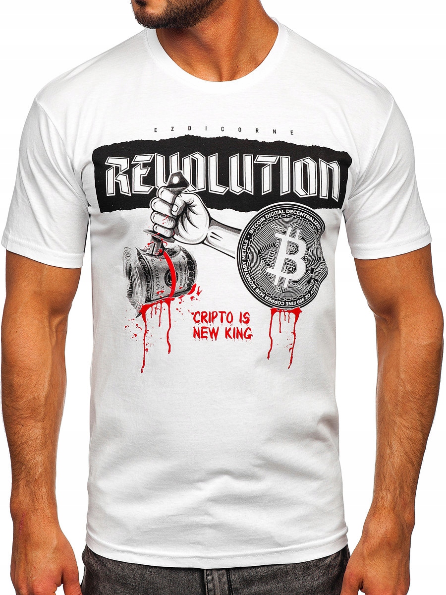 

T-shirt Męski Z Nadrukiem Biały 14498 Denley_m