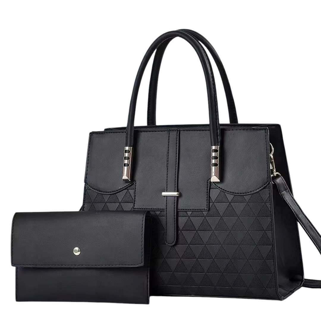 Torebka Damska Czarna do Pracy Na ramię Pojemna Zamek