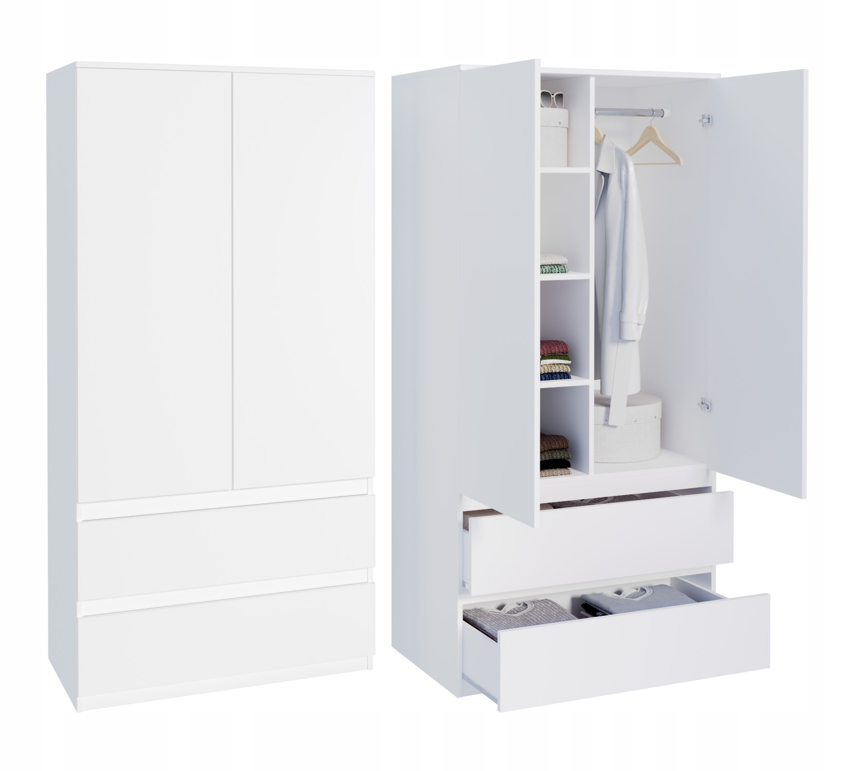 Szafa 90 cm GARDEROBA BIAŁA NOWOCZESNA szuflady Marka AJKmeble