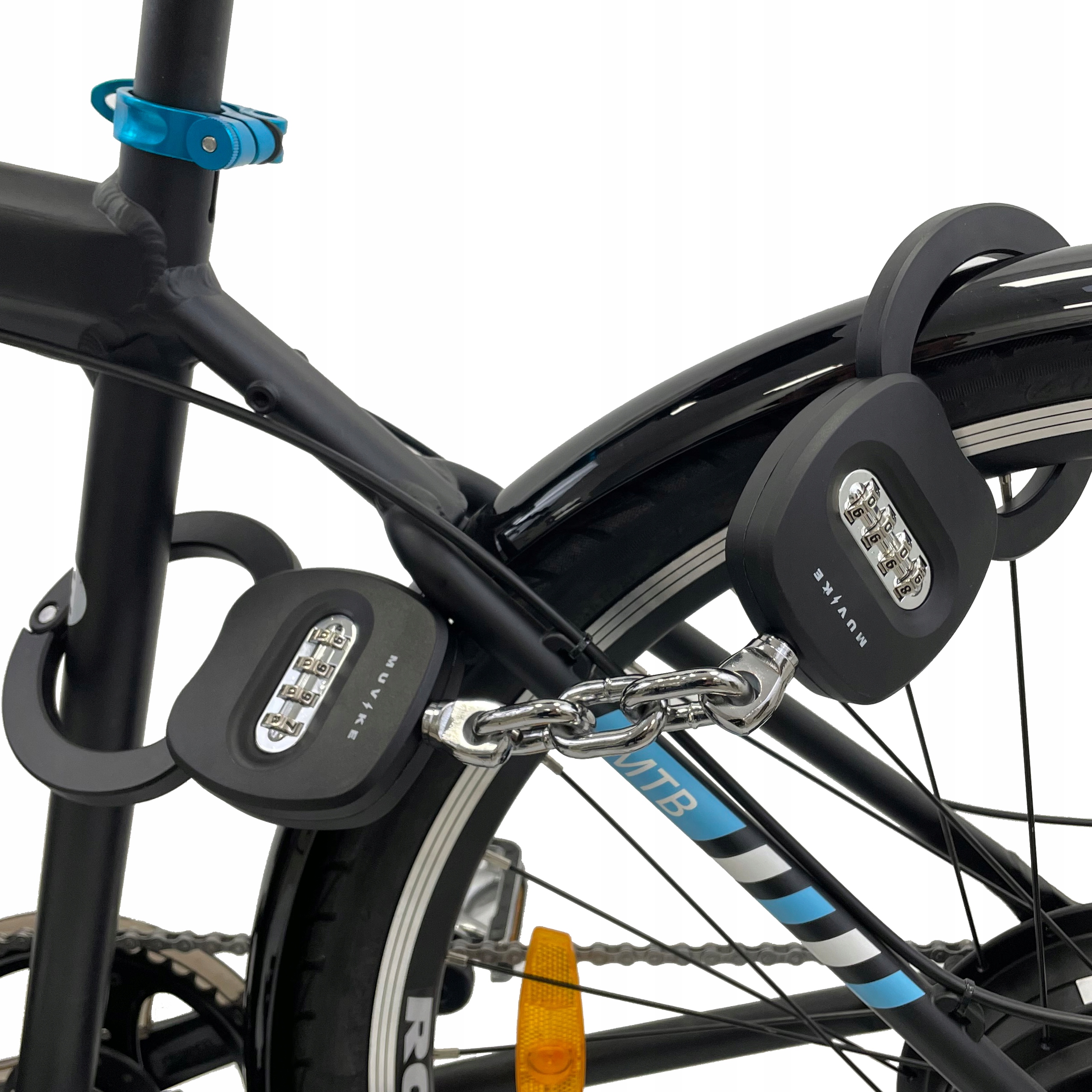 ZAPIĘCIE ROWEROWE KAJDANKOWE ZAPIĘCIE DO ROWERU HULAJNOGI BLOKADA MUVIKE Długość 490 cm