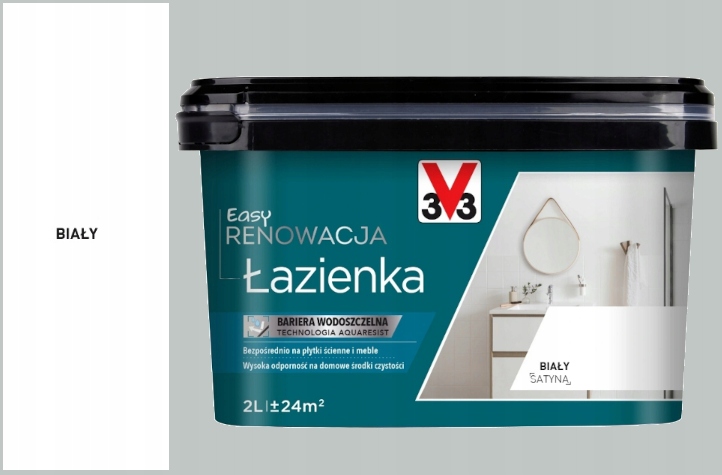 V33 Easy Renowacja Farba Do Łazienki bariera wodoszczelna Biała 2L