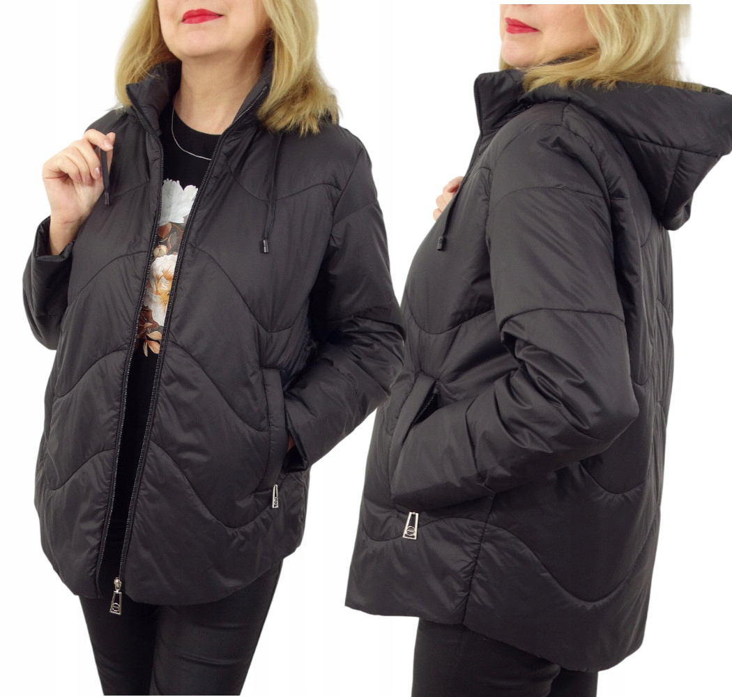 Kurtka Przejściowa Damska Wiosenna z Odpinanym Kapturem Aura 44 2XL