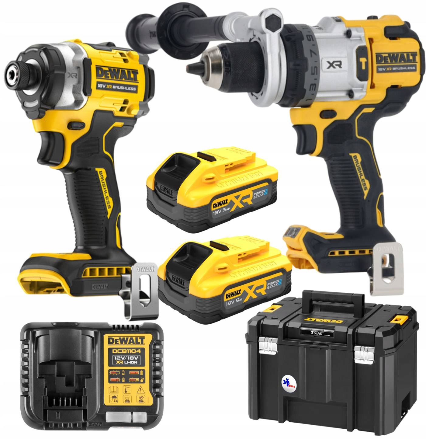 Dewalt Zestaw 18V Wiertarko wkrętarka DCD1007 Zakrętarka DCF860 2x5,0Ah