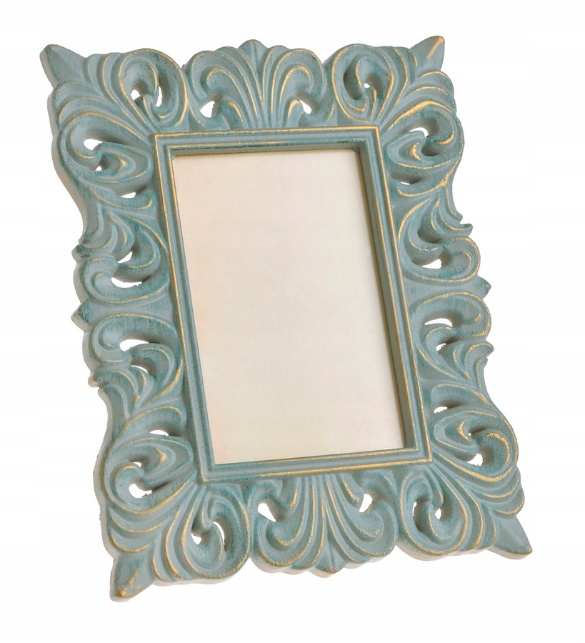 Ażurowa Drewniana Ramka na zdjęcie Miętowa